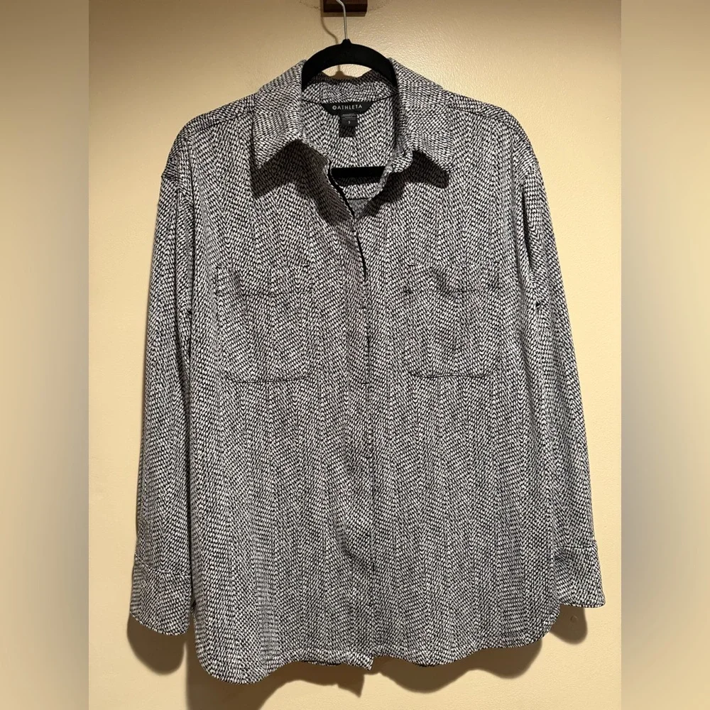 Athleta Textured Shirt Jacket Braiden black & white button down - Picture 5 of 8